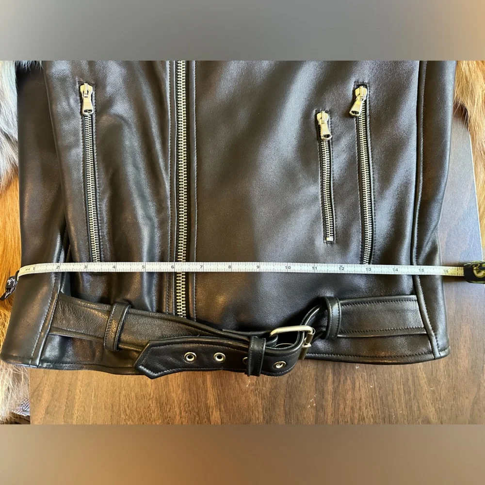 By the Namesake leather jacket with fox fur sleeves - Picture 12 of 17